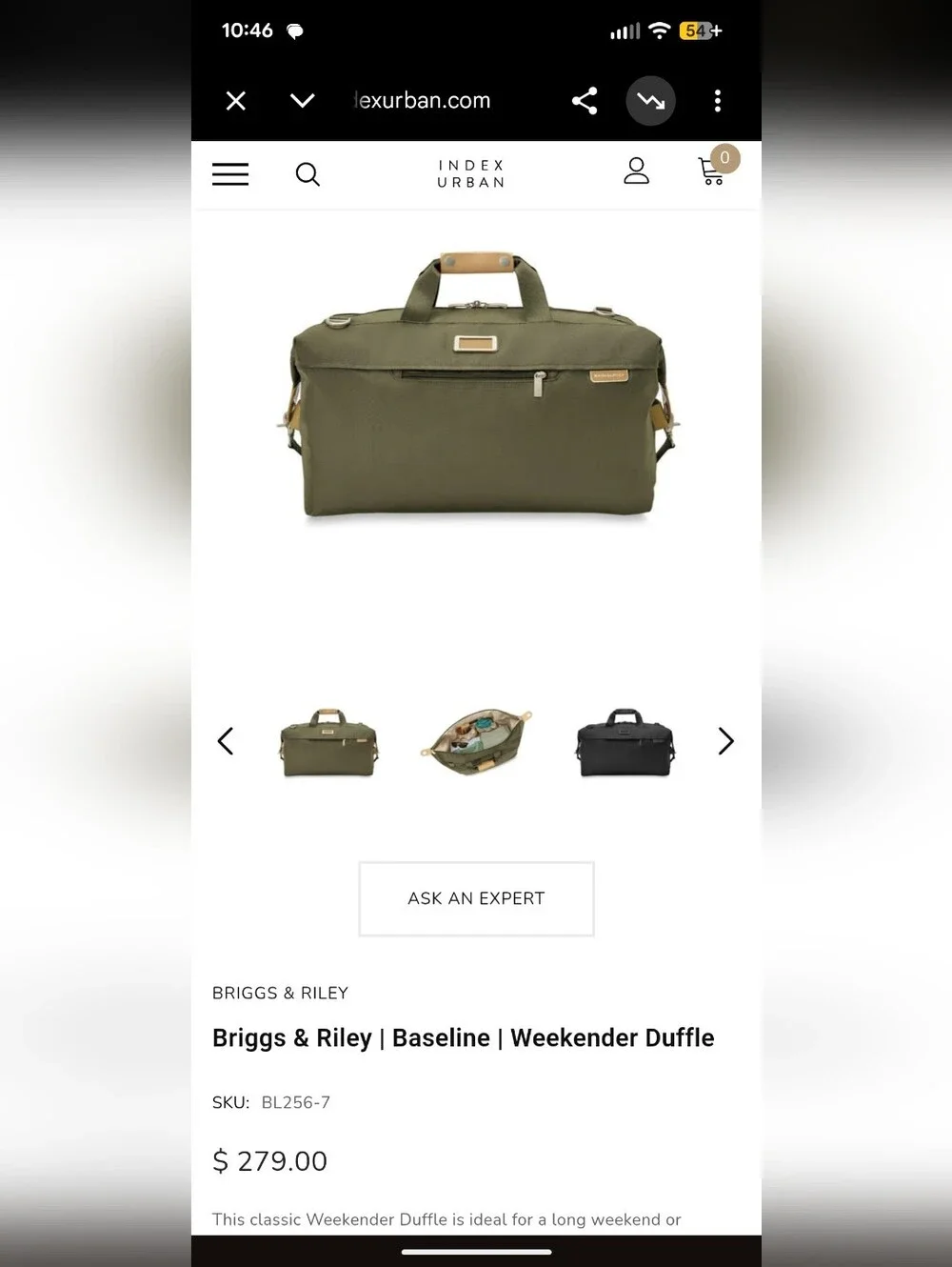 Briggs & Riley~# 256-7~Travelware Tote~Khaki~ 19.5 X 8.5 X 9”~Ballistic Nylon